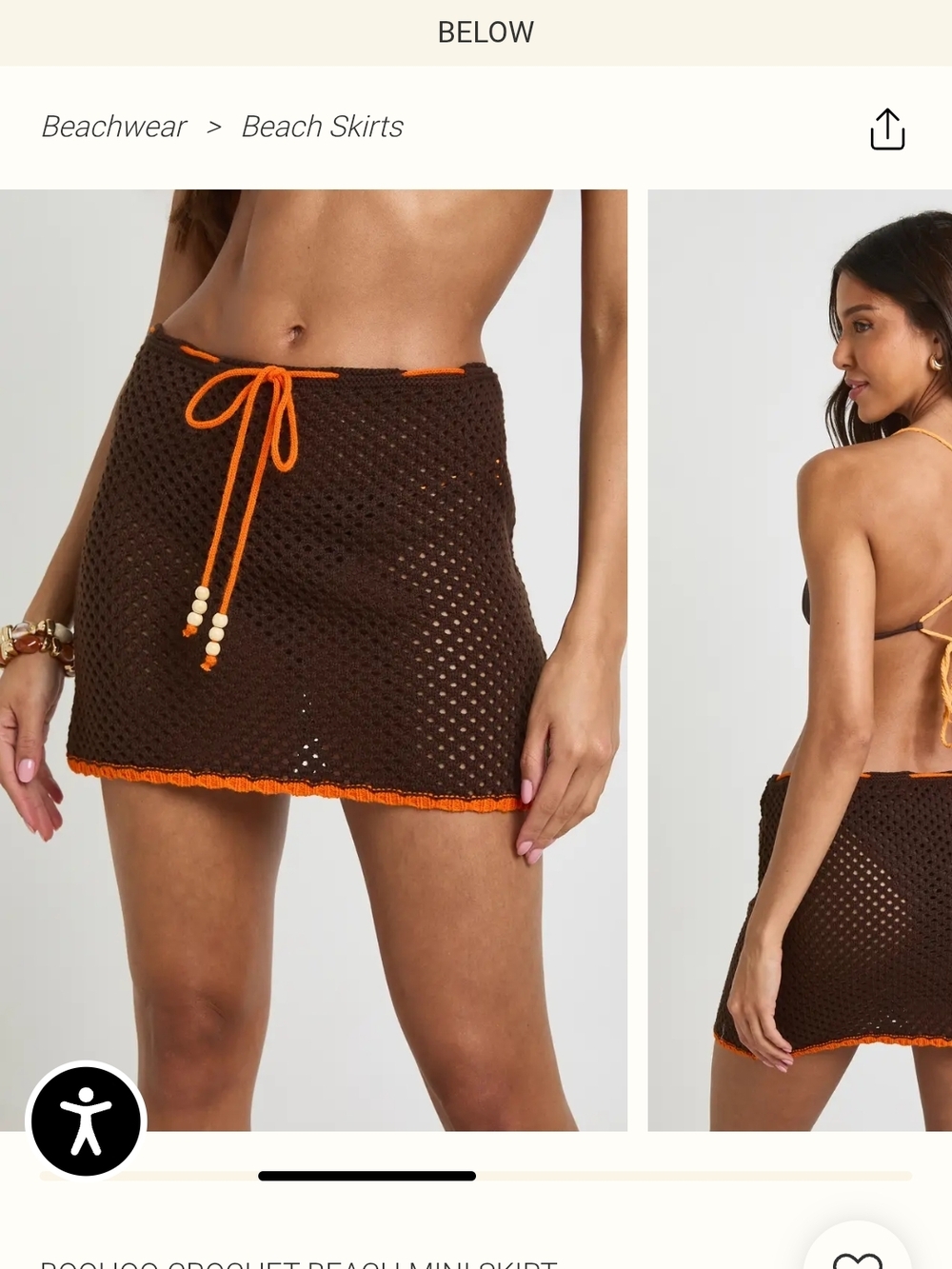 Crochet Mini Beach Skirt in Brown